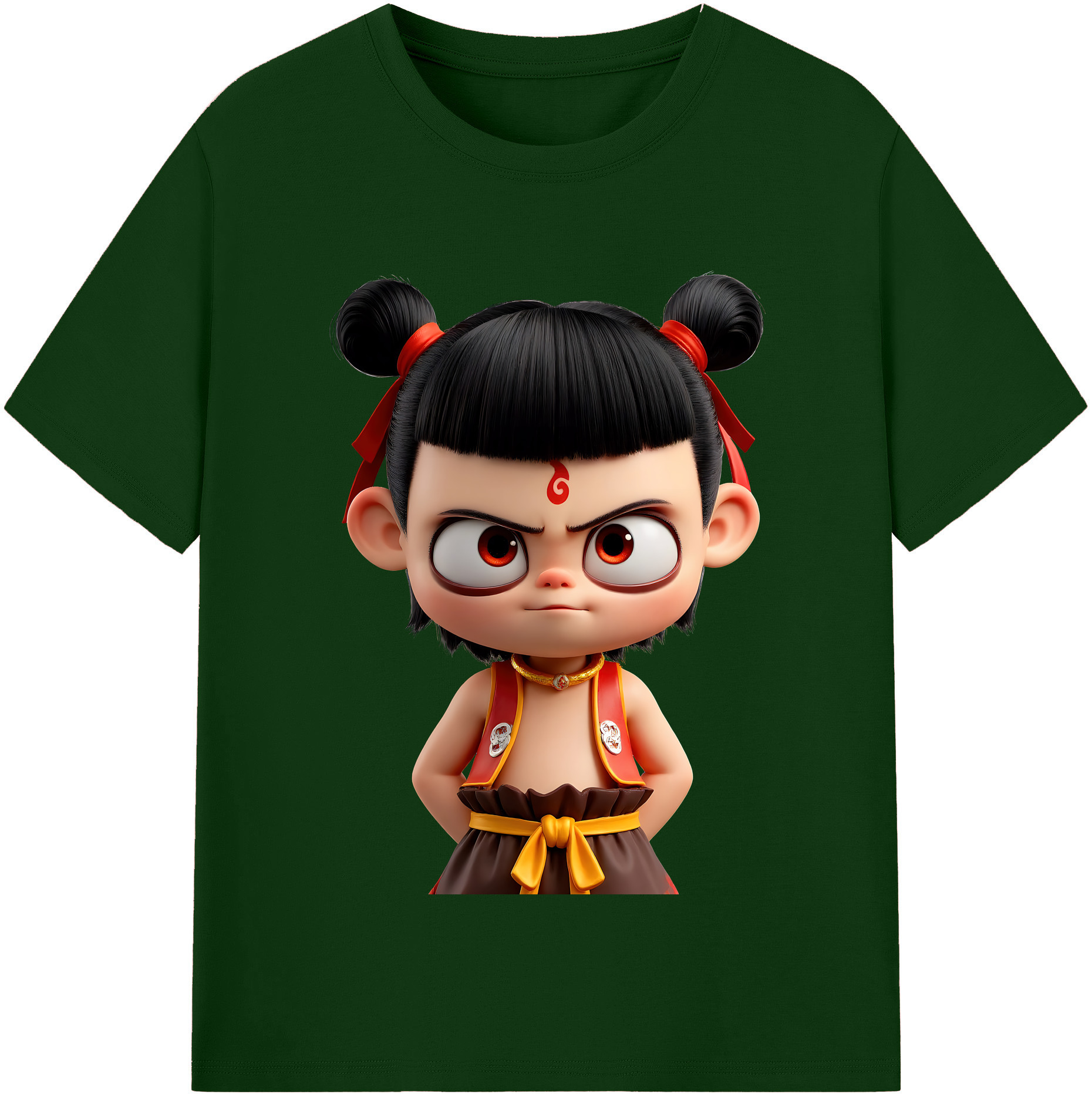 （画像用） Ne Zha 2 ナタ 魔童の大暴れ 綿100％半袖Tシャツ（フロントプリント）